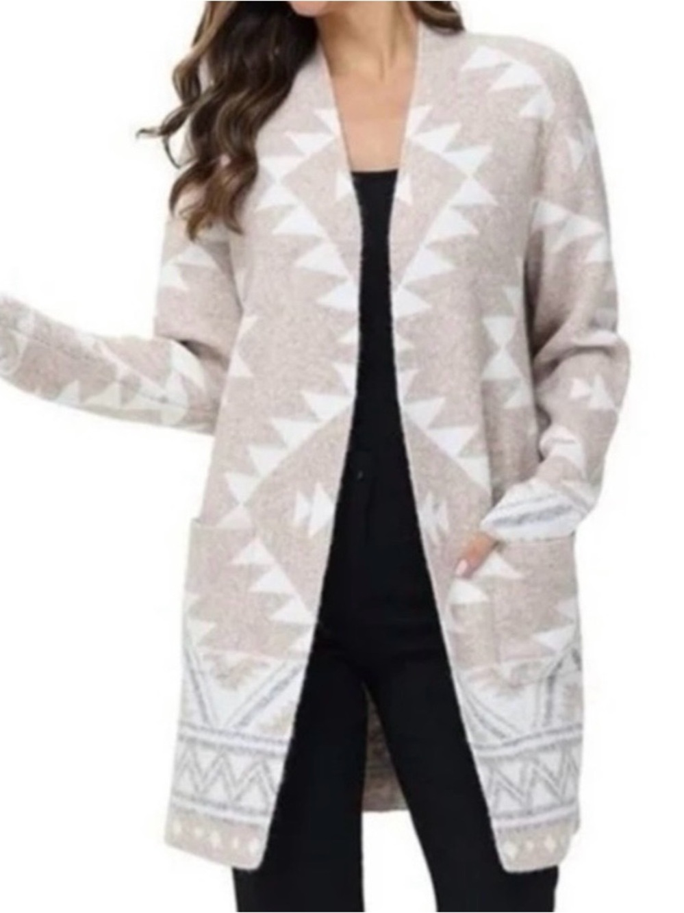 FRYE Beige & White Aztec Cozy Cardigan